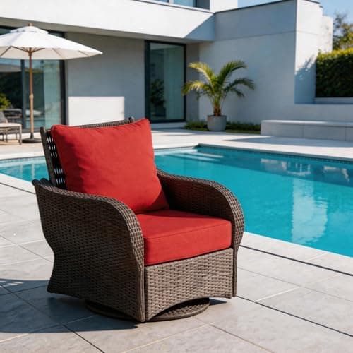 COZYVIDA Outdoor Deep Seat Cushion Set of 1, 24"x24" Seat & 25"x22.5" Back, C0 Water-Resistant Breathable Polyester, UV-Resistant 1000+ Hrs, 30D Foam with Recycled Fiber Fill,Chili - Thumbnail 3