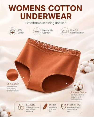 UNDER THE SEA Cotton Underwear for Women High Waisted Full Coverage Briefs Ropa interior mujer calzones algodon no organic - Thumbnail 2