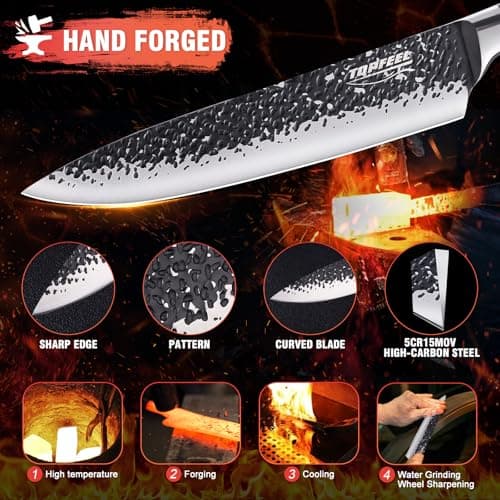 Topfeel kitchen knife set, 3 PCS Japanese Chef Knife Set, Hand Forged High Carbon Stainless Steel Knives Sets，Ultra Sharp Professional Chef Knives Sets with Unique Antler-like Handle - Thumbnail 4