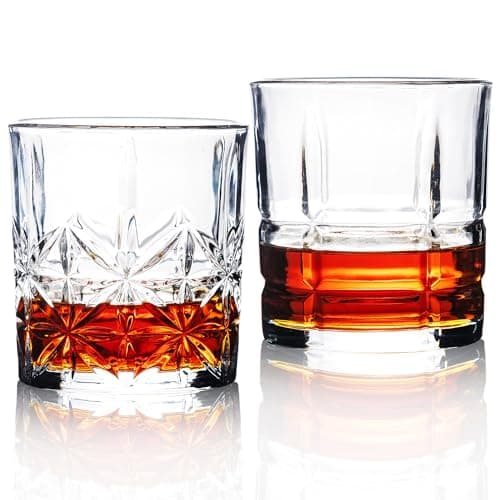 Whisky Glasses Set of 2 Mixed Old Fashioned 10 ounce Rocks Barware For Scotch, Bourbon, Liquor and Cocktail Drinks - Men Gift - Image 1