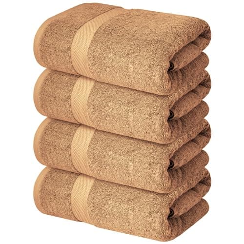 Infinitee Xclusives Luxury 100% Ring-Spun Cotton Bath Towels Set of 4 (27x54 inches) – Soft, Absorbent & Quick-Drying Towels for Bathroom, Gym, Spa & Hotel Use (Cosmic Sand, Bath Towels) - Thumbnail 6