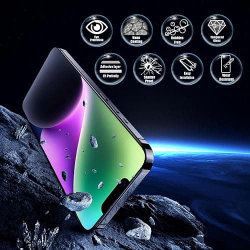JESOHO Screen Protector for iPhone 13 Pro Max/14 Plus [6.7 Inch], Colorless Anti-Blue Light Tempered Glass Films, HD Clear, 9H Hardness, No Bubbles, Case Friendly,2 pcs - Thumbnail 4