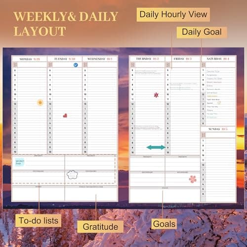CAGIE 2026 planner Weekly and Monthly Jan 2026-Dec 2026 Hardcover Hourly Daily Planners for Women 26 Calendar Planner with Stickers Spiral Bound Yearly Agenda, 8.5 x 11 - Thumbnail 5