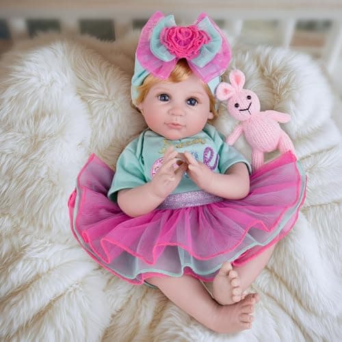 Milidool Lifelike Reborn Baby Dolls, 22 inch Weighted Cute Soft Body Realistic Newborn Baby Doll Real Life Baby Dolls Girl Gift with Feeding Toy Accessories Set for 3+ Years Old Kids, Grandma - Thumbnail 4