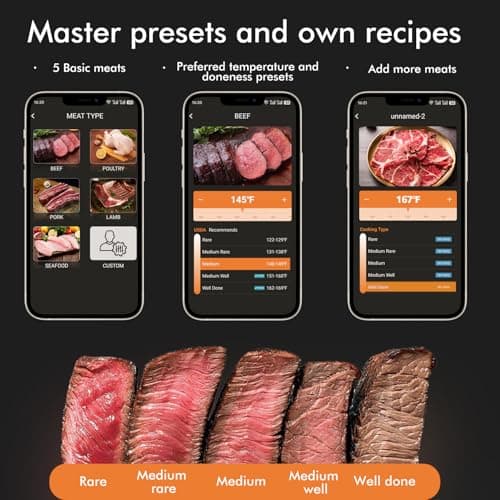 Smart Wireless Meat Thermometer 4 Probes, Bluetooth Food Thermometer, Remote Tracking and Real-Time Readings from Apps, for iOS and Android, for BBQ, Grill, Smoker - Thumbnail 4