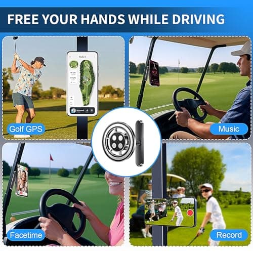 Magnetic Golf Cart Alloy Phone Holder Compatible with Mag-Safe iPhone 12-17, Fits EZGO, Club Car, Yamaha, Golf Cart Accessories Essentials 2026 Valentine's Day Ideas Golf Gifts for Men Women Him - Thumbnail 3
