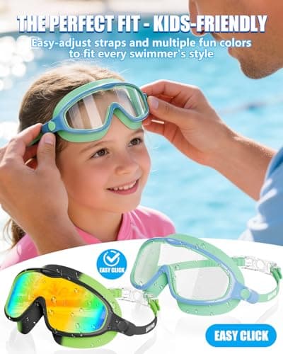 Aegend Swim Goggles for Kids Youth 3-14 – 2 Pack Wide Frame Anti-Fog Anti-UV Clear Vision Swimming Goggles for Beginners, Swimmers – Ideal for Pool, Beach, Swim Lessons, Summer Vacation - Thumbnail 6