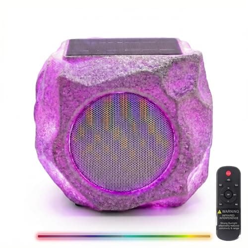 Solar Powered Outdoor Rock Speaker Bluetooth 6.5 Inch Waterproof Speakers Peak 80W Deep Bass – 22 Hr Playtime, Bluetooth 5.4 HIFI-4 Stereo,Remote control,IP65 for Garden, Patio, Pool(Colorful) - Image 1