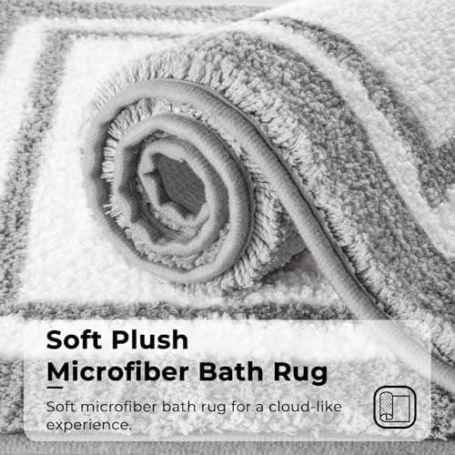 GRANNY SAYS Microfiber Bathroom Rugs Non Slip Washable, Water Absorbent Bathrooms Mats for Tub Non Slip, Small Soft Bath Mats for Bathroom Floor & Shower, 16" x 24", Grey Bath Mat Towel - Thumbnail 3