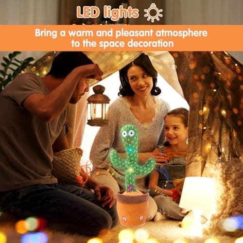 Dancing Cactus Toy for Baby Toddler, Talking Cactus Colorful Glowing Repeating What You Say, Singing Toys 120 Pcs Songs for Baby Gifts - Thumbnail 5