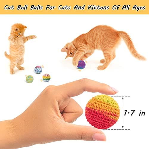 Retro Shaw Cat Toys Balls, Yarn Cat Ball with Bell Inside, Kitten Toys for Indoor Cats Kitty, Interactive Cat Nip Chew Toys for All Pet Breed 6 Pack - Thumbnail 5