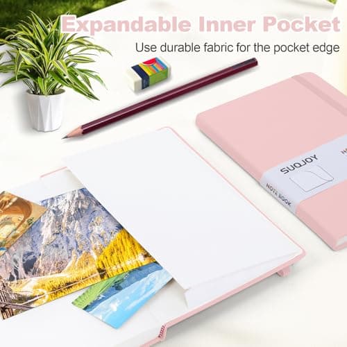 SUQJOY Lined Journal Notebooks for Writing, 100 GSM Thick Paper, 1 Pack Hardcover Notebooks, A5 College Ruled Notebook, Journaling Notebook for School/Travel/Office (Pink- 1 Pack) - Thumbnail 4