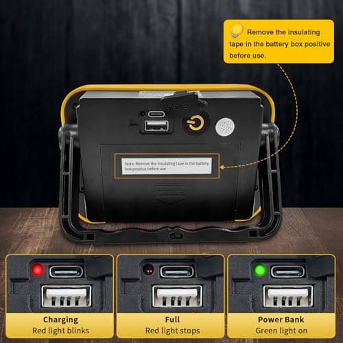 AUMIO Rechargeable Work Light with Tripod Hole, 2-Pack LED Battery Work Lightings, 40W Waterproof Portable Flood Light Cordless Job Site Lighting 180° Rotate for Garage Camping Car Repairing - Thumbnail 6