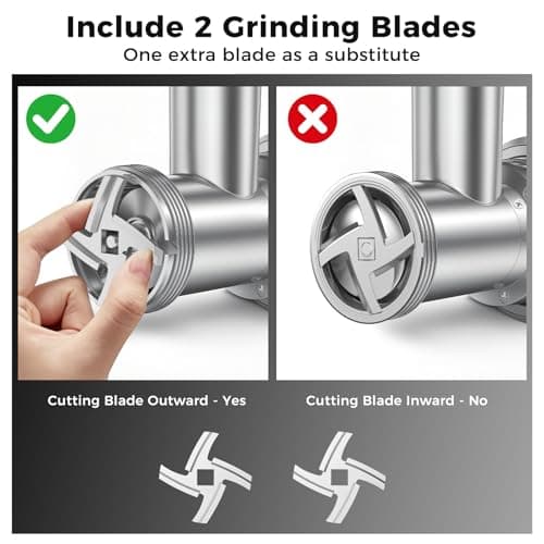 Kourice Electric Meat Grinder, Sausage Stuffer, 4LBS/Min with Copper Motor & Metal Gears, Auto-Reverse, 2 Blades, 3 Grinding Plates & Kubbe Kit for Home Kitchen Use - Thumbnail 5