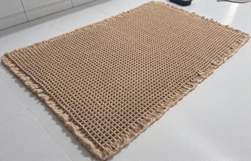 SHIMOH Waffle Bath Mat, Super Absorbent Non-Slip Bath Mats for Bathroom Floor, Machine Washable Bathroom Rugs with Tassels, Rubber Backed Bathroom Mats, Ultra Soft.(Brown, 24"X36") - Image 1