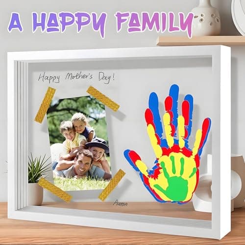 Hzorille Horizontal White Family Handprint Kit 3D Frame New Parents Gift - Thumbnail 2