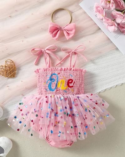 ChuYuKu Baby Girl First Birthday Outfit Sleeveless Tulle Princess Dress 1st Birthday Gift Party Wedding Clothes - Thumbnail 3