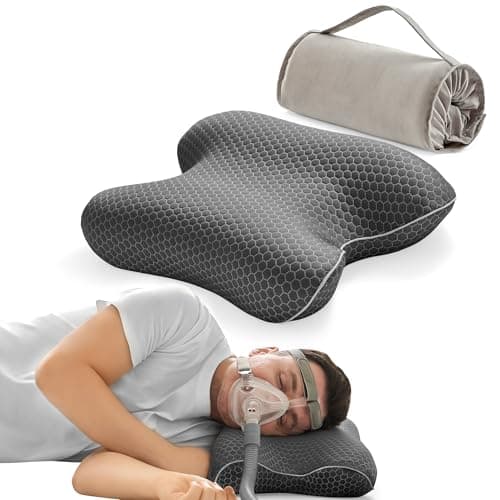 Joynox Travel Memory Foam CPAP Bed Pillow for Side & Back Sleepers, Portable Sleep Apnea Pillow with Storage Bag for All CPAP Masks Users, Washable Neck Support Pillow for Hotels Camping