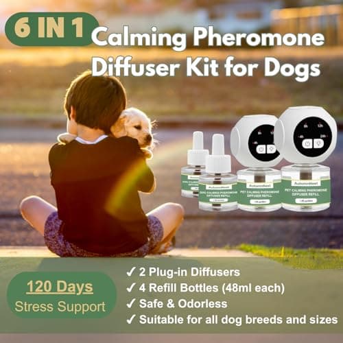 Dog Calming Pheromone Diffuser Kit with Timer – 2 Plug-Ins + 4 Refills – Smart 4-Level Timing Calming Aid – Stress Relief for Dogs – Help with Anxiety, Barking, Fighting, Thunder, Travel, Vet Visits - Thumbnail 4