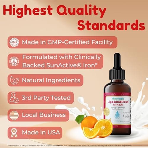 Nuvamin – Liquid Iron Drops for Women, Men, Adults, Pregnant, & Lactating. 2Fl.Oz,18mg of Elemental Iron, 60 Daily Servings. All Natural - High Absorption - No Metallic Aftertaste, Orange Flavor - Thumbnail 5