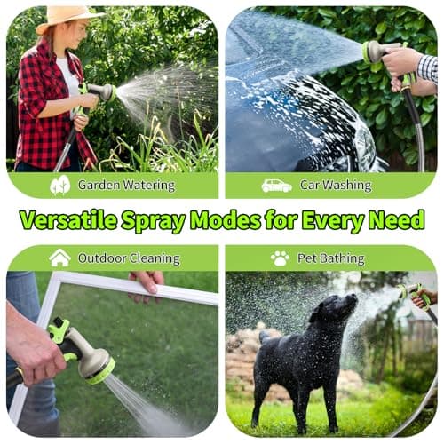 GOXAWEE Garden Hose 100FT, Stainless Steel Heavy Duty Water Hose With 10 Function Nozzle, No-Kink, Tough & Flexible, Sturdy and Lightweight, Rust Proof for Yard, Outdoor, RV - Thumbnail 6