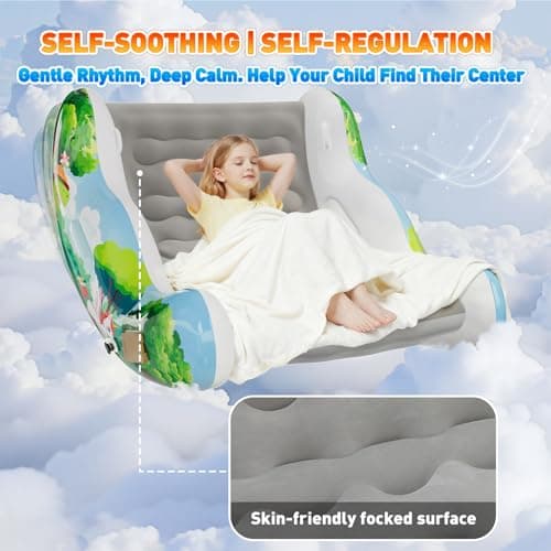 Sensory Chair for Kids, Inflatable Rocking Chair for Kids with Autism & ADHD, Air Cloud Rocker for Toddler as 3 4 5 6 7 8 Year Old Boy Girl Gifts, Autism Sensory Products Training Body Coordination - Thumbnail 5