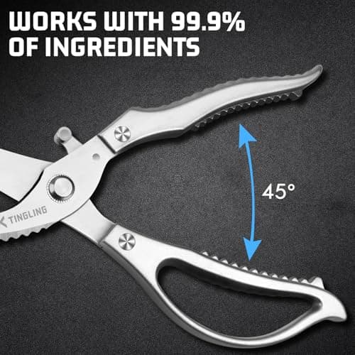 Kitchen Scissors for Food All Purpose: Heavy Duty Poultry Shears for Chicken Bone and Meat, Stainless Steel Cooking Scissors - Thumbnail 6