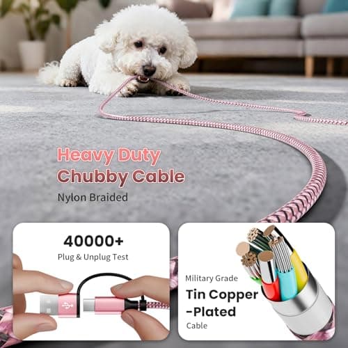 Jogrytece 4-in-2 USB A/C to 4 USB C Multi Charging Cable 5FT, Travel Essential for Airplane & Cruise Trips, Compatible with iPhone 17/16/15 Series, iPad Air/Pro, Samsung Galaxy S25 - Thumbnail 5