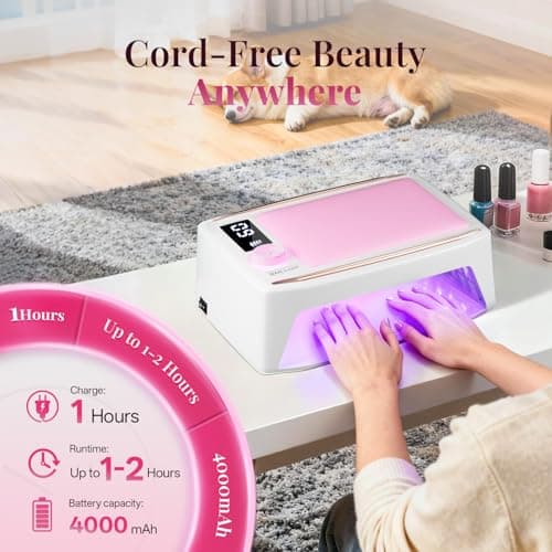 krofaue 380W Fast Curing UV Nail Lamp with Auto Sensor Professional Cordless UV Light for Gel Nails with Detachable Arm Rest, 6 Timers UV/LED Nail Dryer for Nail Salon and Home DIY - Thumbnail 6