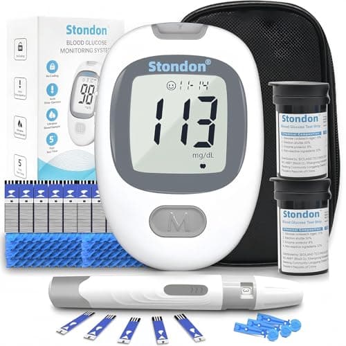 Glucose Monitor Kit, Diabetes Testing Kit, Blood Glucose Meter, 100 Glucometer Strips, 100 Lancets, Test Strips Blood Sugar Meter Glucometer