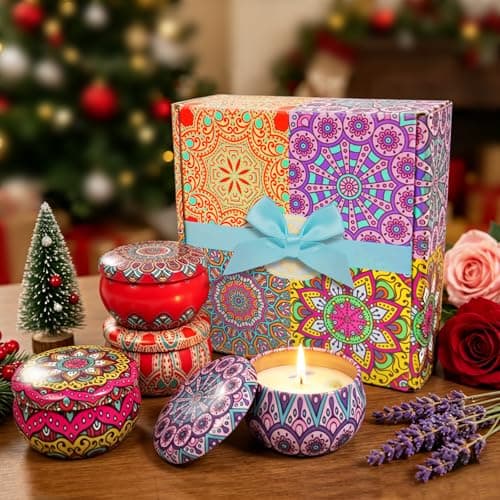 MILINITIQI 4 Pack Candles Gift Set for Women, Small Scented Candles with 8% Essential Oils, Natural Soy Candle with Floral Scents, Elegant Gifts for Women,Men, Spa,Bath,Yoga,Birthday Valentine's Day - Thumbnail 4