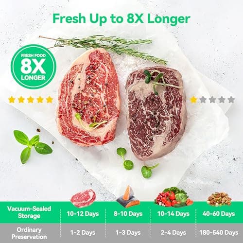 Compact Vacuum Sealer for Food, ORMEO HOME Powerful Handheld Vacuum Sealer Machine, Seal Meal Saver, Portable Food Sealer (Vacuum Sealer Machine + 30 Reusable Vacuum Bags) - Thumbnail 5