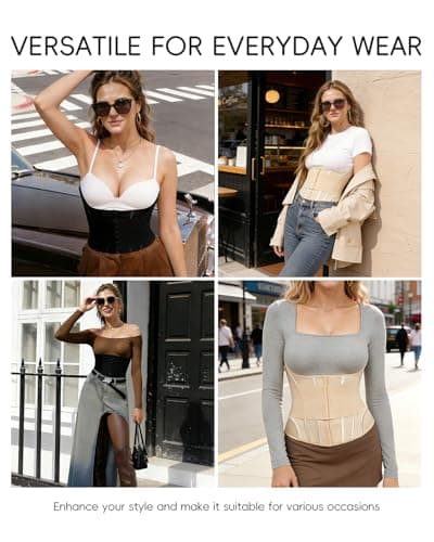 GROW LOOP Waist Trainer for Women Faja Body Shaper Tummy Control Shapewear Waist Cincher Corset, Double Belt Wrap Corset Trainer Tummy Control Shaper Beige - Thumbnail 6