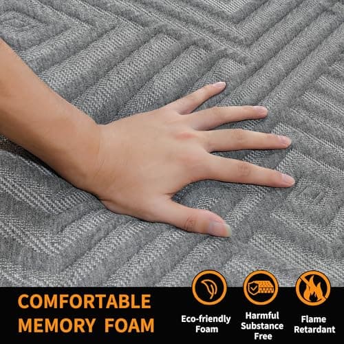 ESHINE Queen Mattress for Back Pain & Pressure Relief, 14 Inch US-Made Cooling Gel Memory Foam, Green Tea Infused, CertiPUR-US Certified, Bed in a Box, Dark Grey - Thumbnail 6