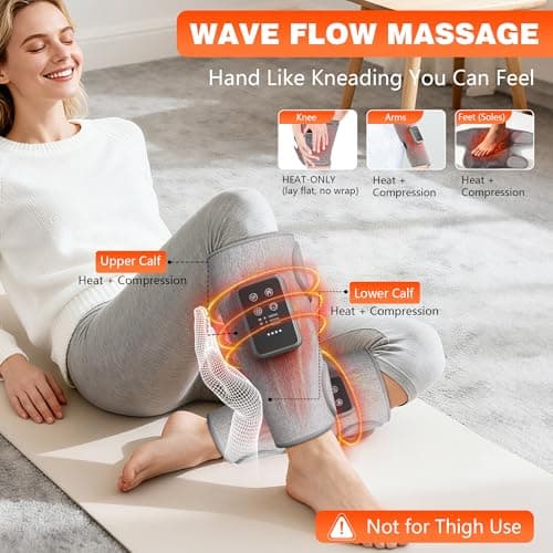 FLORAVIC Cordless Leg Massager with Heat for Daily Pain & Comfort Use, Calf Massager with Adjustable Wraps, 3 Modes & 3 Intensities, Useful Gift for Men, Athletes & Seniors, Relaxation Gifts for Women - Thumbnail 2