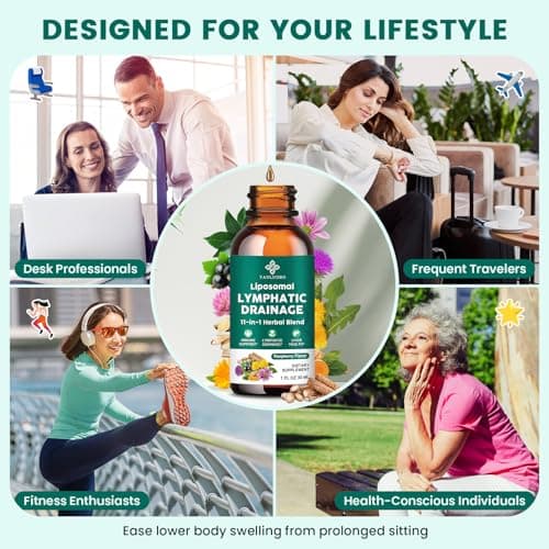 Lymphatic Drainage Drops - 11 in 1 Lymphatic Supplement for Immune, Lymph System & Liver Detox - with Echinacea, Horse Chestnut, Dandelion, Elderberry & Burdock - Raspberry Flavor, Vegan, 2 Fl Oz - Thumbnail 6