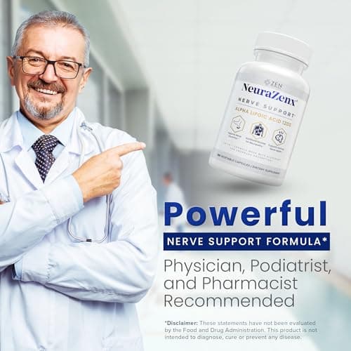 Zen Nutrients NeuraZenX Nerve Support & Peripheral Neuropathy Support Supplement with 1200mg Alpha Lipoic Acid (ALA), Benfotiamine, L-Carnitine, and Turmeric - Thumbnail 6