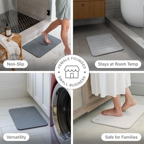 Dorai Home Bath Stone Mat 23.6"x15.4" (2-Pack) – Quick-Dry, Non-Slip Diatomite Stone Bath Mat, Rain Slate - Thumbnail 3