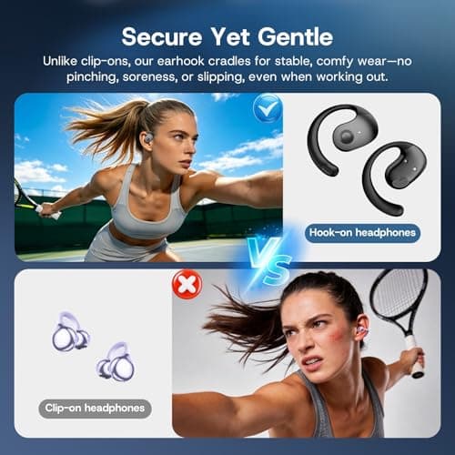 Yeforu Over Open Ear Earbuds Wireless Bluetooth Open Ear Headphones Air Conduction Earbuds that Don't Go in Your Ear with Awareness of Surroundings with Over-Ear Hooks - Thumbnail 4