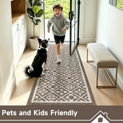 Ileading Laundry Room Runner Rug 2x6ft Non Slip Funny Kitchen Floor Mats with Rubber Backing Machine Washable Low Profile Indoor Decor Carpet for Doormat Hallway Entryway Petmat Garage Balcony(Brown) - Thumbnail 2