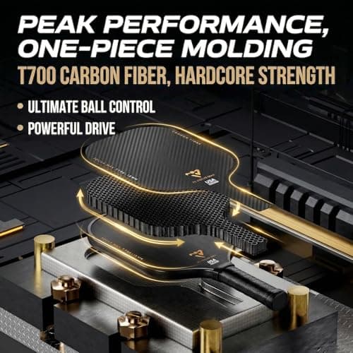 T700 Carbon Fiber Pickleball Paddles, Pickleball Set 16mm Pickle Ball Rackets with CMS Matte Surface Lightweight Honeycomb Core & Durable Edge Guard Protector Larger Sweet Spot - Thumbnail 2