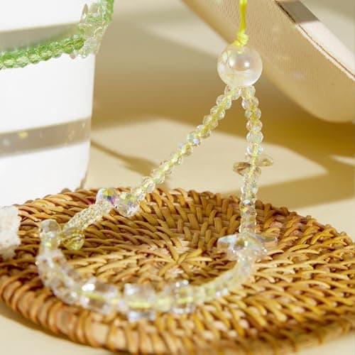 Aquilumen Crystal Phone Wrist Strap Phone Charm Chain Keychain Beaded Cellphone Lanyard with Tether Tab Hands-Free Wristlet Bracelet Wrist Grip Strap for Women, W-Colorful (colorful) - Thumbnail 4