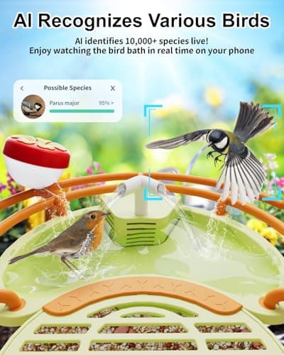 Bird Feeder with Camera, 2K HD Birds Camera with Solar Water Fountain, Smart BirdCamera with APP Control, Night Vision, Motion Detection Alerts, IP66 Birdfeeder for Backyard Garden - Thumbnail 2