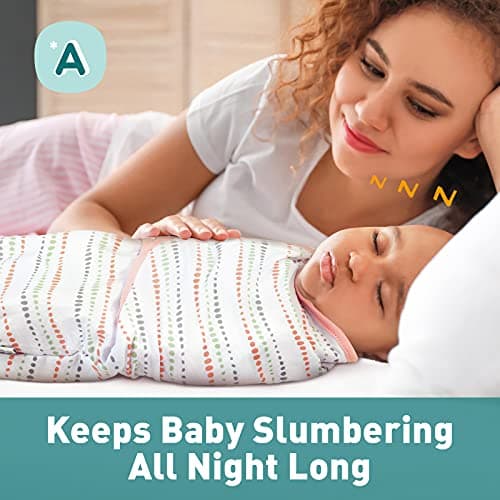 GLLQUEN BABY Swaddle Blankets for Baby Girls, Orange Pink Feather & Wave Point, 3 Pack Wrap Set, Newborn Adjustable Swaddles Sleep Sack, 0-3 Months (Small/Medium) - Thumbnail 2