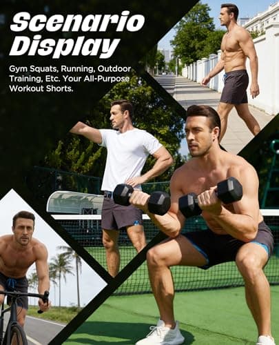 CoozySphere Men's Gym Shorts with Liner 5" Lightweight Running Shorts Mesh Workout Athletic Shorts with Pockets Black Camo - Thumbnail 6