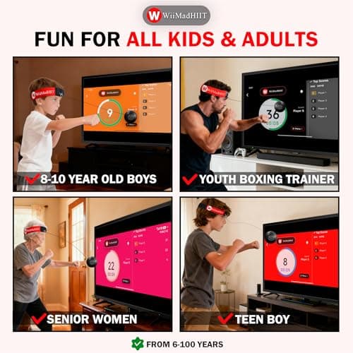 WiiMad Boxing Reflex Ball with Punch Counter App, Punching Ball with Headband, Workout Toy for Kids Teen Adults, Hand Eye Coordination Training | Boxing Equipment, Home Fun Punch Game - Thumbnail 3