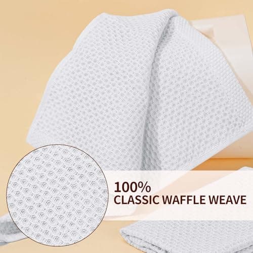 LikGuest Cotton Dish Cloths 6 Pack,12x12 Inch – Super Absorbent, Quick-Dry & Reusable Kitchen Cleaning Cloths, Lint-Free Washable Towels for Dishes, Glass & Household Use(White) - Thumbnail 3