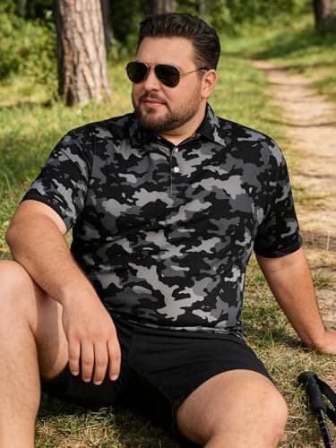 uideazone Men's Big and Tall Performance Polo Shirt - Moisture Wicking Dry Fit Golf Shirts, Wrinkle-Free Business Casual Short Sleeve Top for Men,Camo, XL - Thumbnail 3