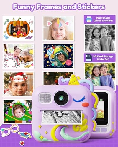 KOKODI Kids Camera Instant Print, Toddler Cameras Christmas Birthday Gifts for Girls Age 3-12, Digital Video Instant Printable Camera for Kids,Toys for Ages 5-7 Girls (Purple) - Thumbnail 6