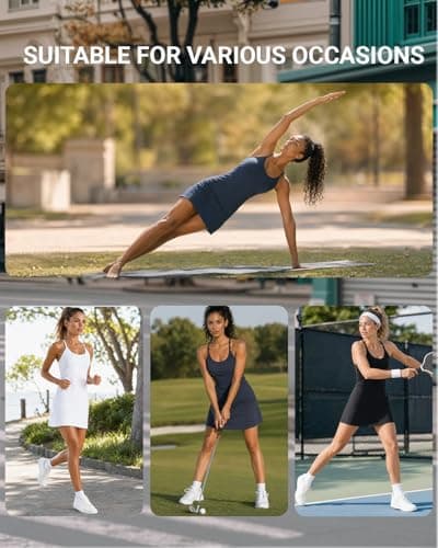 Womens Tennis Dress Athletic Dress with Built-in Shorts Pockets-Golf Workout Adjustable Straps Summer for Women Outfits Navy - Thumbnail 6